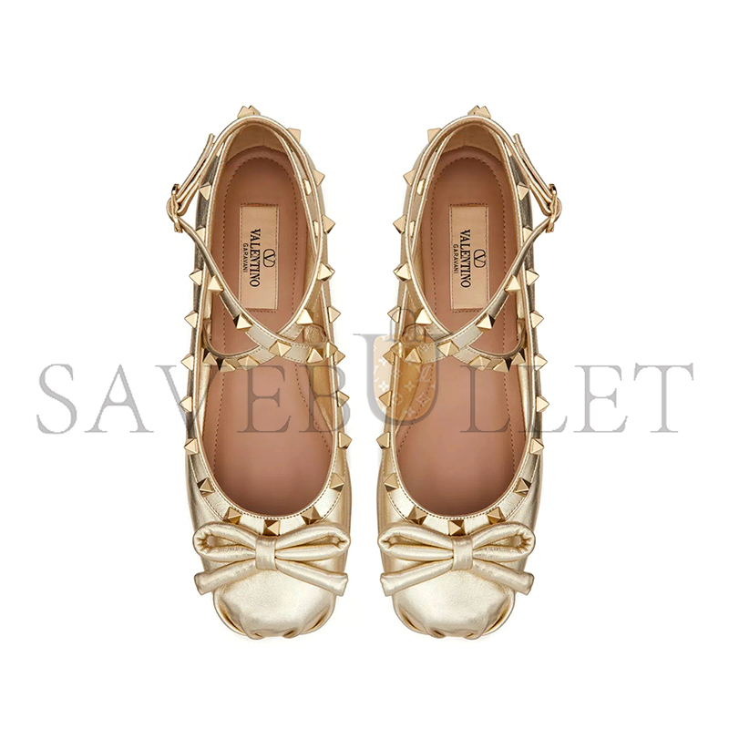 VALENTINO ROCKSTUD LAMINATED NAPPA LEATHER BALLERINA 4W2S0HB6JXH_R16